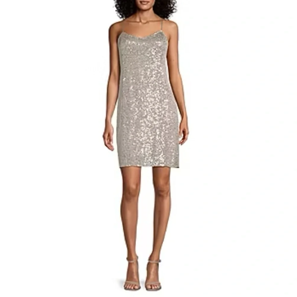 Worthington Womens Sleeveless Sequin Slip Dress Size Small - Picture 1 of 10